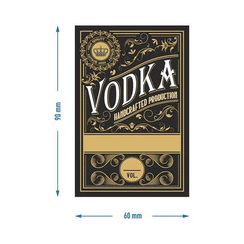 Självhäftande etiketter 60x90 mm för flaskor, vodka, svarta, 20 st. - 4
