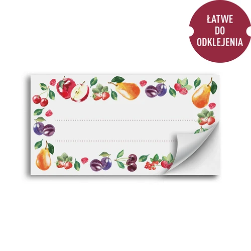 Självhäftande etiketter fruktmönster 85/45 mm - 20 st. - 2