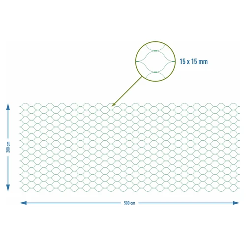Skyddsnät mot fåglar, grön, 2 m x 5m - 7