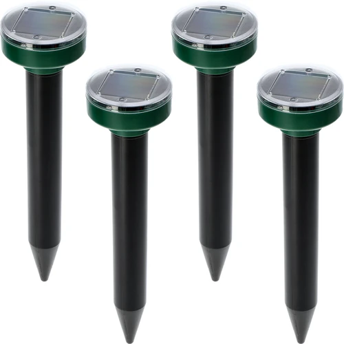 Solavskräckare för mullvadar – effektivt, säkert och humanitärt skydd för trädgården, set med 4 st.