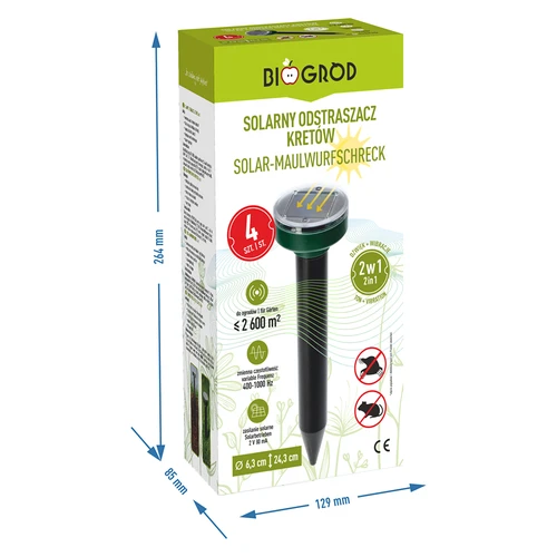 Solavskräckare för mullvadar – effektivt, säkert och humanitärt skydd för trädgården, set med 4 st. - 10