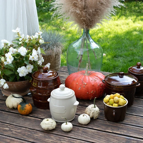 Stengods - kruka 1,8l enkel med lock - 4