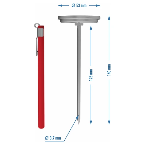 Termometer för skinkkokare 1,5 kg och 3 kg (0°C till +120°C) 12,5 cm - 5