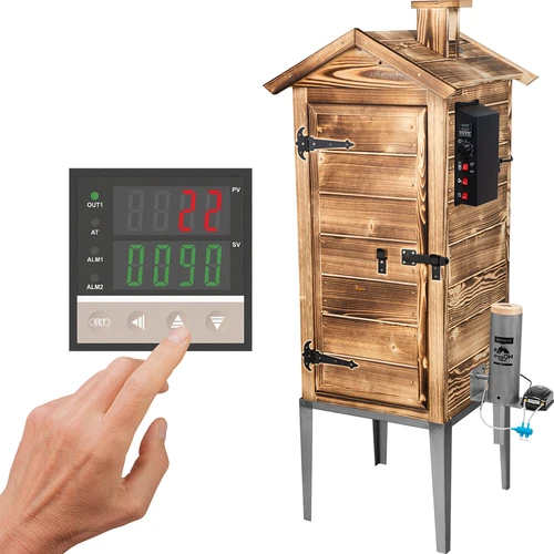 Trädgårdsrökskåp 200 L dragON Wood 100E – vedeldat, med elektrisk värmemodul och styrenhet