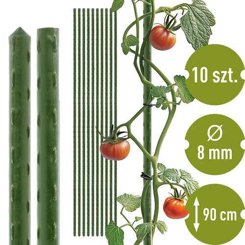 Trädgårdsstöd Bioogród – belagda stål, 0,9 m, fi 8 mm, 10 st.