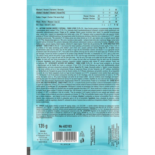 Turbojäst X-Pure 21,3% 48h, 25 L - 2