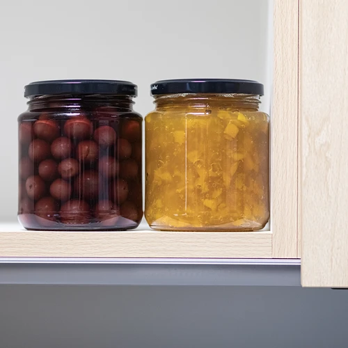 Twist-off burk, tjockis 580ml med svart lock fi 82/6, 6 st. - 8