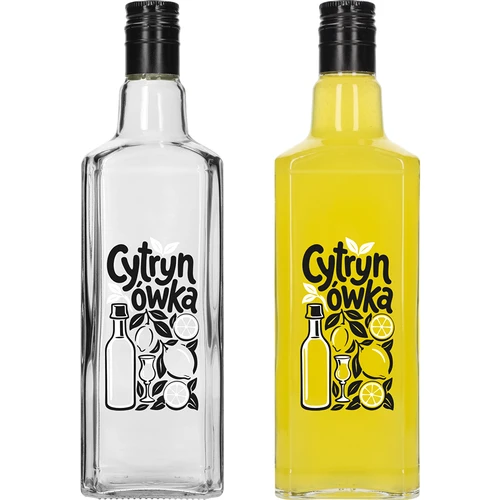 Tynktura-flaska 500 ml med tryck ”Cytrynówka” och skruvkork - 3