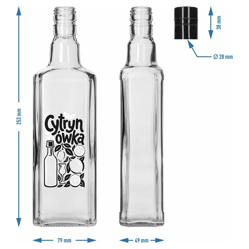 Tynktura-flaska 500 ml med tryck ”Cytrynówka” och skruvkork - 5
