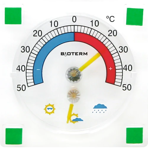 Universell termometer med hygrometer transparent, självhäftande (-50°C till +50°C)