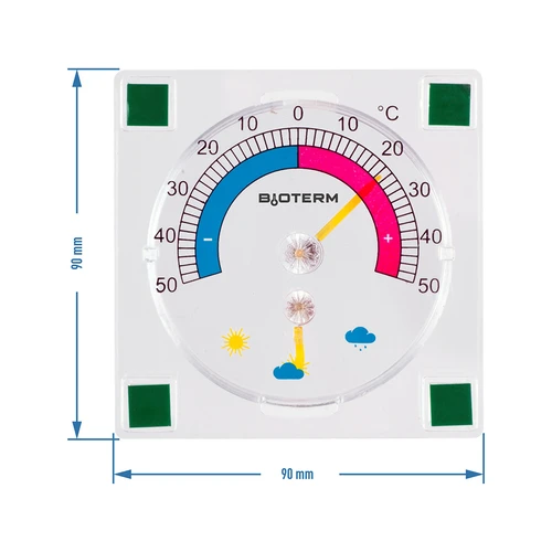 Universell termometer med hygrometer transparent, självhäftande (-50°C till +50°C) - 2