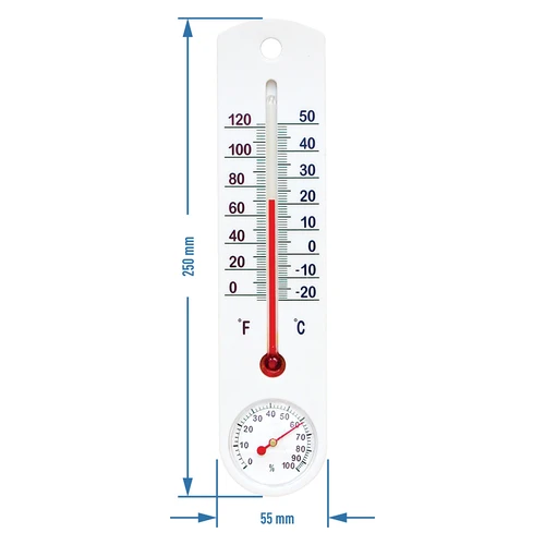 Universell vit termometer med hygrometer (-20°C till +50°C) 25cm - 2