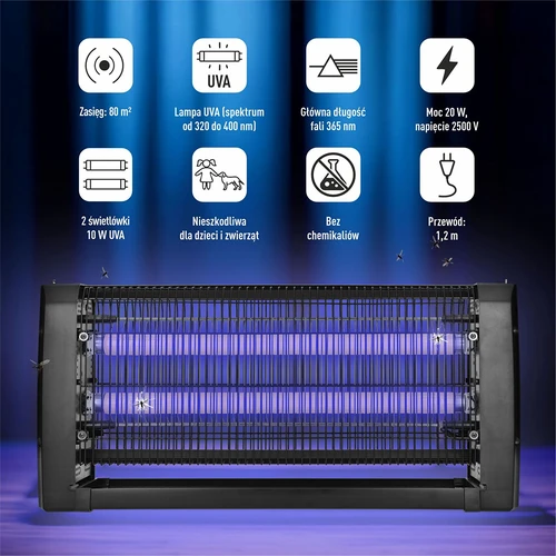 UVA insektslampa 20 W, svart - 6