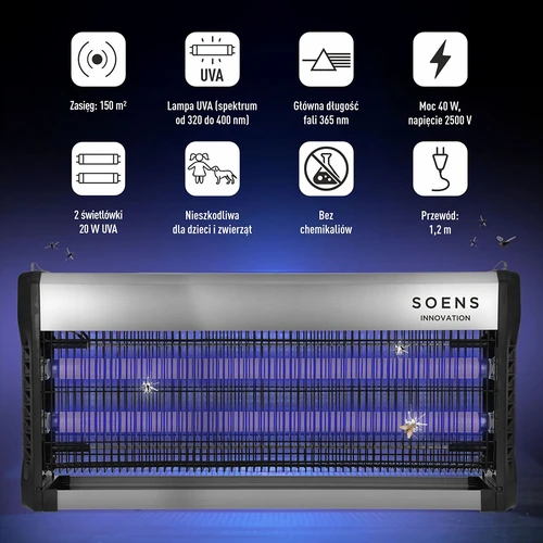 UVA insektslampa 40 W, silver - 6