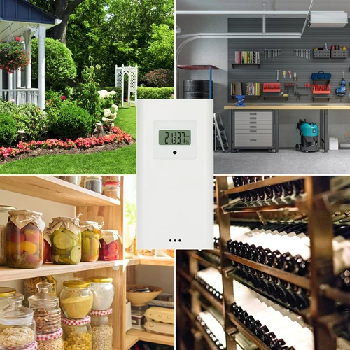 Väderstation (RCC,DCF) - elektronisk, trådlös, belyst, sensor, vit - 12