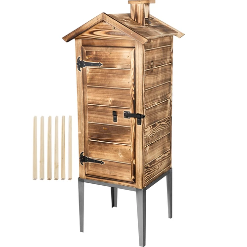 Vedeldad rökkammare – av granträ, 200 l, med underrede i rostfritt stål