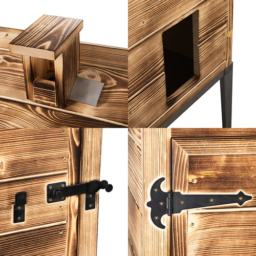 Vedeldad rökkammare – av granträ, 200 l, med underrede i rostfritt stål - 4