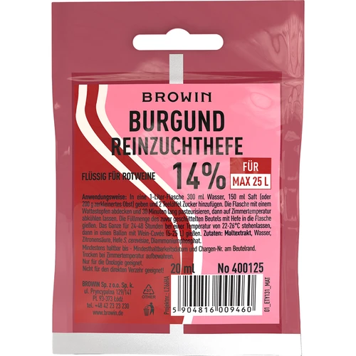 Vinsjäst Burgund, 20 ml DE/EN