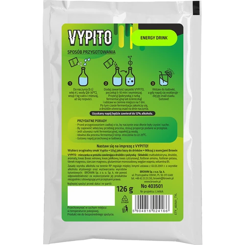 VYPITO 12%, påse för 18 drinkar - Energidryck, 126 g - 2