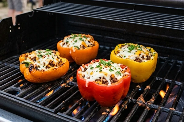 Fyllda paprikor från gasgrillen