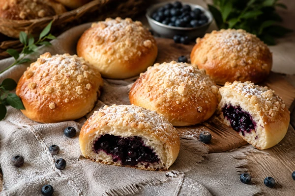 Hembakade blåbärsbullar – mjuka, fluffiga och fulla av blåbär!
