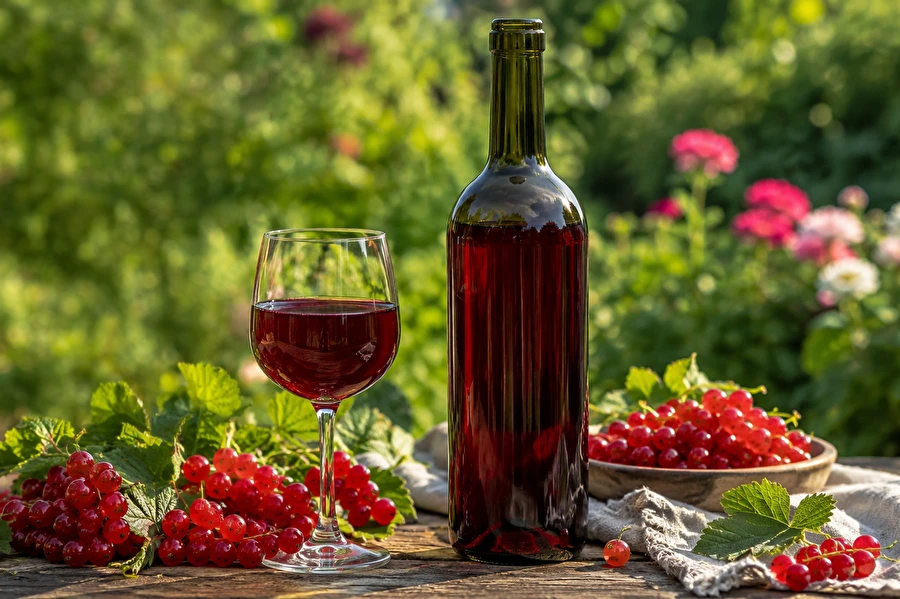 Hemlagat vin på röda vinbär